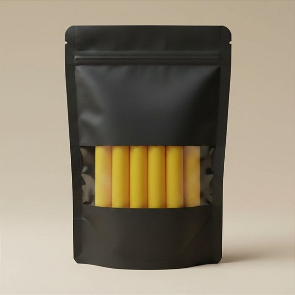 Saco de Papel Preto com Visor Stand Up Pouch Zip 15x22x4cm - Hermético e Impermeável Dentro e Fora - 50 un - Rizzo