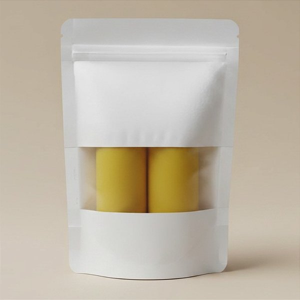 Saco de Papel Branco com Visor Stand Up Pouch Zip 20x30x5cm - Fecho Hermético Impermeável por dentro - 50 unidades - Rizzo