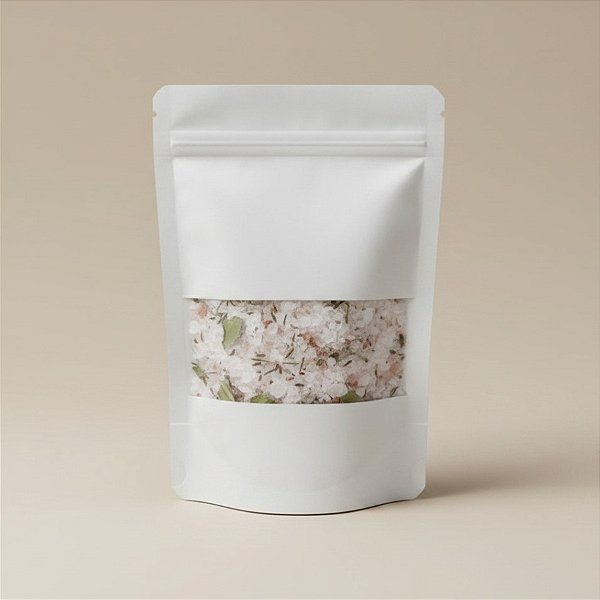 Saco de Papel Branco com Visor Stand Up Pouch Zip 9x14x3cm - Fecho Hermético Impermeável por dentro - 50 unidades - Rizz