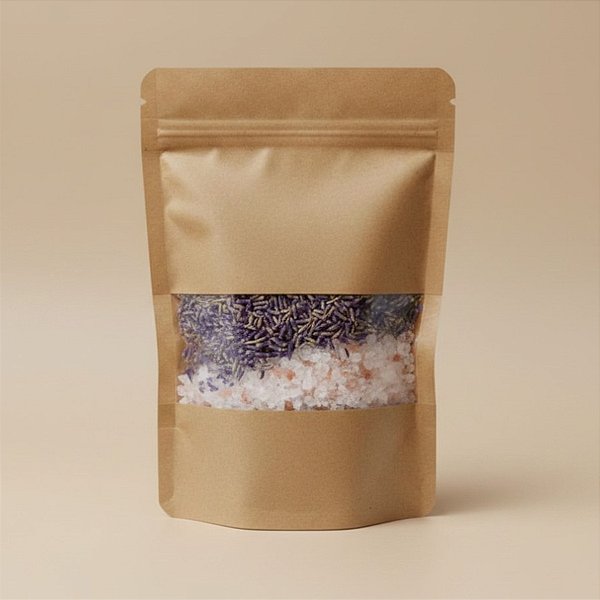 Saco de Papel Kraft com Visor Stand Up Pouch Zip 12x20cm - 50 un - Hermético Fosco p Fora Impermeável p dentro - Rizzo