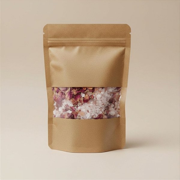 Saco de Papel Kraft com Visor Stand Up Pouch Zip 10x15cm - 50 un - Hermético Fosco p Fora Impermeável p dentro - Rizzo