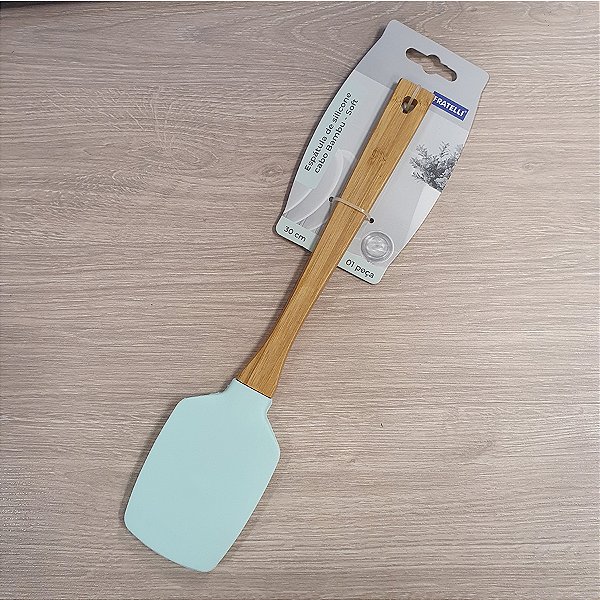 Espátula de Silicone Cabo de Bambu Soft 30 cm - Verde - 1 unidade - Fratelli - Rizzo