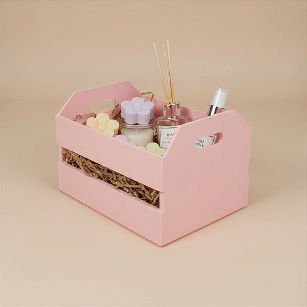 Mini Caixote de Plástico - Rosa Bebe - 12x7cm - 1 unidade - Rizzo