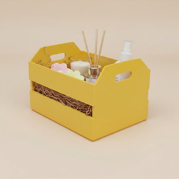 Mini Caixote de Plástico - Amarelo - 12x7cm - 1 unidade - Rizzo
