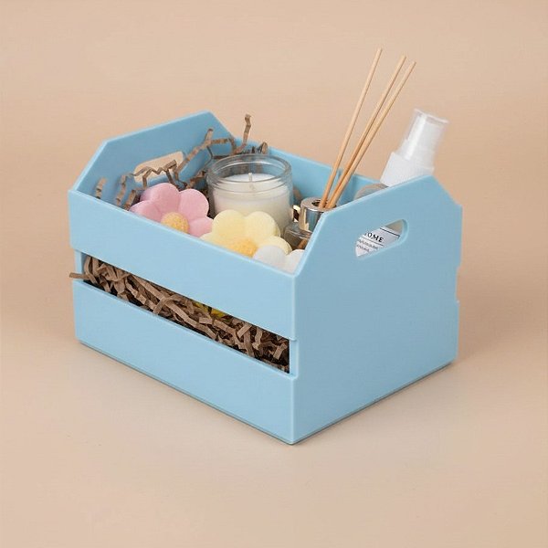 Mini Caixote de Plástico - Azul Bebê - 12x7cm - 1 unidade - Rizzo
