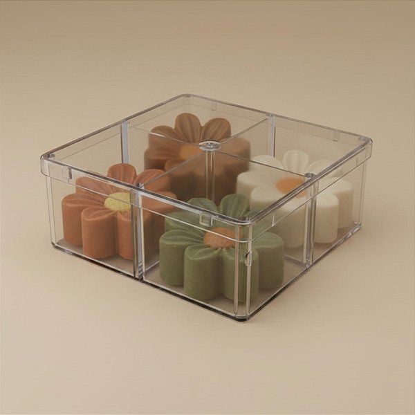 Caixa Acrilica Trasparente Quadrada com Divisórias - 15cm - 1 unidade - Rizzo