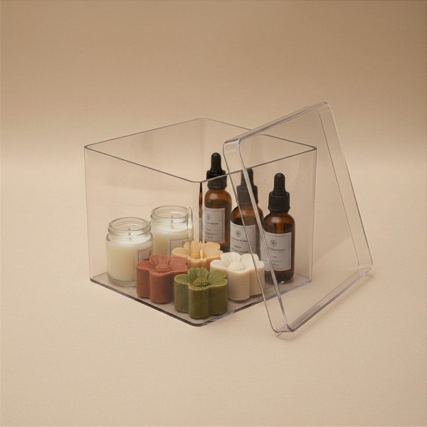 Caixa Acrilica Trasparente Quadrada - 10cm - 1 unidade - Rizzo