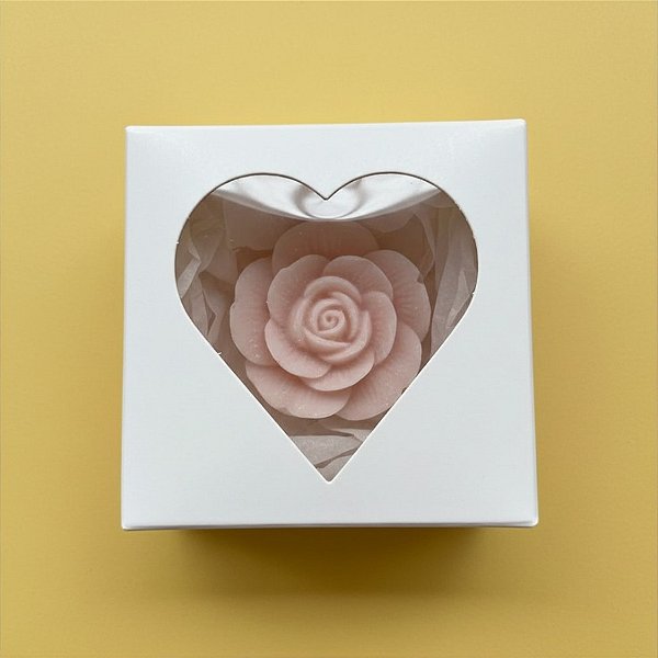Caixa Para Doce Com Visor De Coração - 5,5x5x3cm - Branca - 10 unidades - Assk - Rizzo