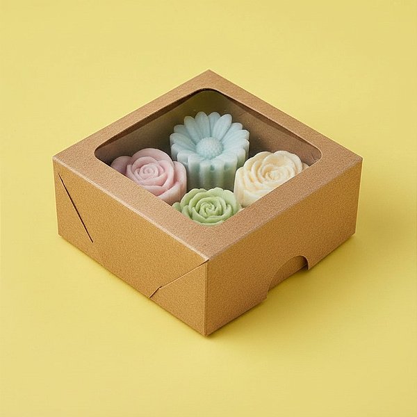 Caixa com Visor S16 (7cm x 7cm x 3cm) Kraft - 10 unidades - Assk - Rizzo
