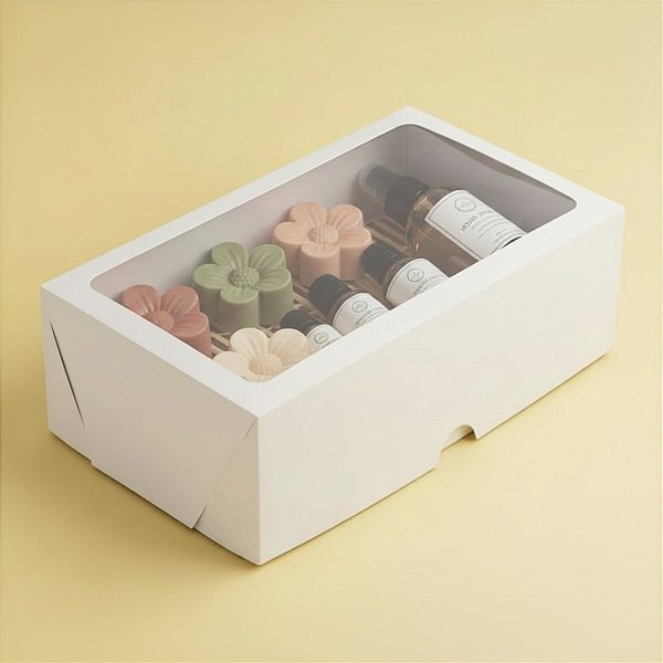 Caixa com Visor S17 (25cm x 15cm x 8cm) Branca - 10 unidades - Assk - Rizzo