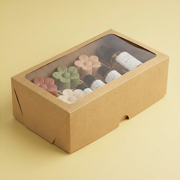 Caixa com Visor S17 (25cm x 15cm x 8cm) Kraft - 10 unidades - Assk - Rizzo