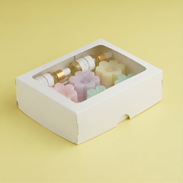 Caixa com Visor S18 (11,5cm x 15,5cm x 3,5cm) Branca - 10 unidades - Assk - Rizzo