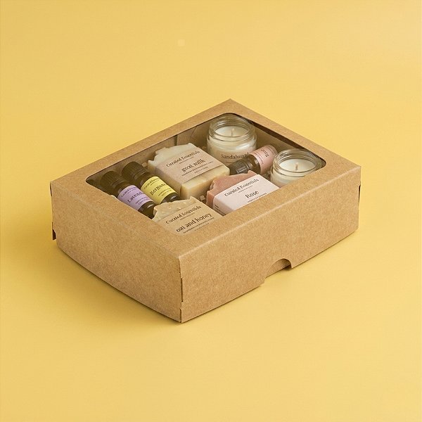 Caixa com Visor S19 (8,5cm x 12,5cm x 3,5cm) Kraft - 10 unidades - Assk - Rizzo