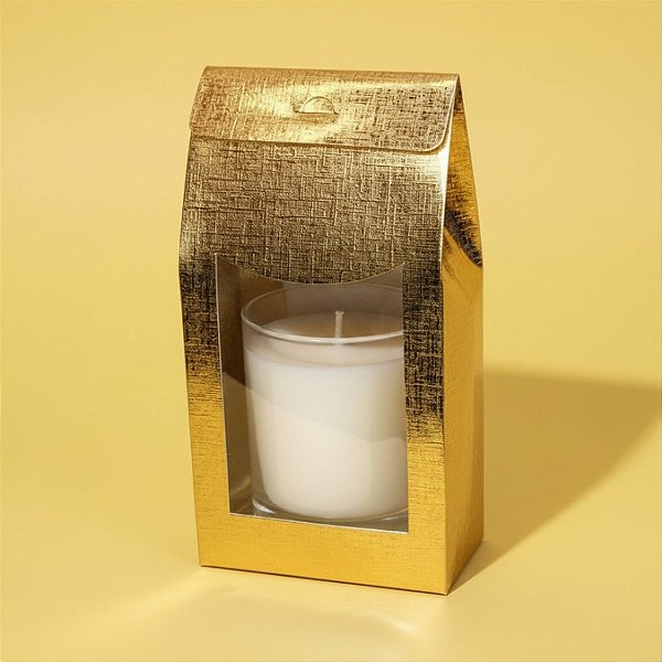 Caixa Sacolinha com Visor P (7,5cm x 19m x 6cm) Dourada - 10 unidades - Assk - Rizzo