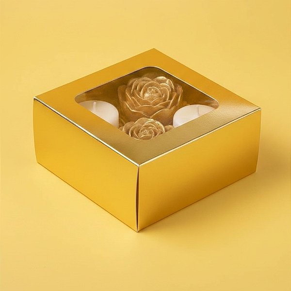Caixa Gaveta com Visor Nº1 (8cm x 8cm x 4cm) Dourada - 10 unidades - Assk - Rizzo