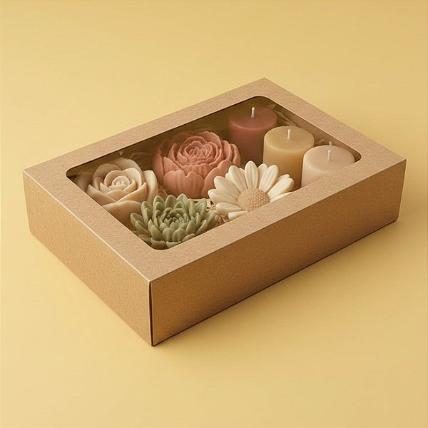 Caixa Gaveta com Visor Nº3 (12cm x 16cm x 4cm) Kraft - 10 unidades - Assk - Rizzo