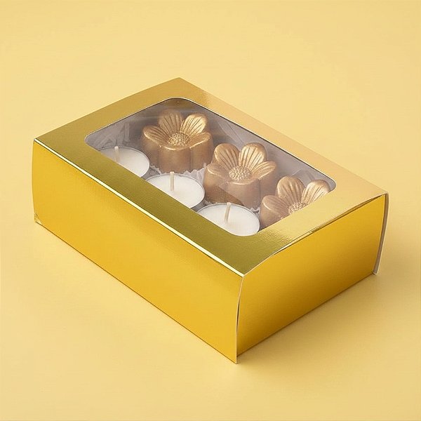 Caixa Gaveta com Visor Nº2 (8cm x 12cm x 4cm) Dourada - 10 unidades - Assk - Rizzo