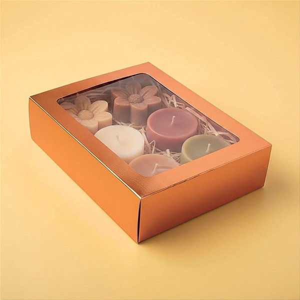 Caixa Gaveta com Visor Nº3 (12cm x 16cm x 4cm) Cobre - 10 unidades - Assk - Rizzo