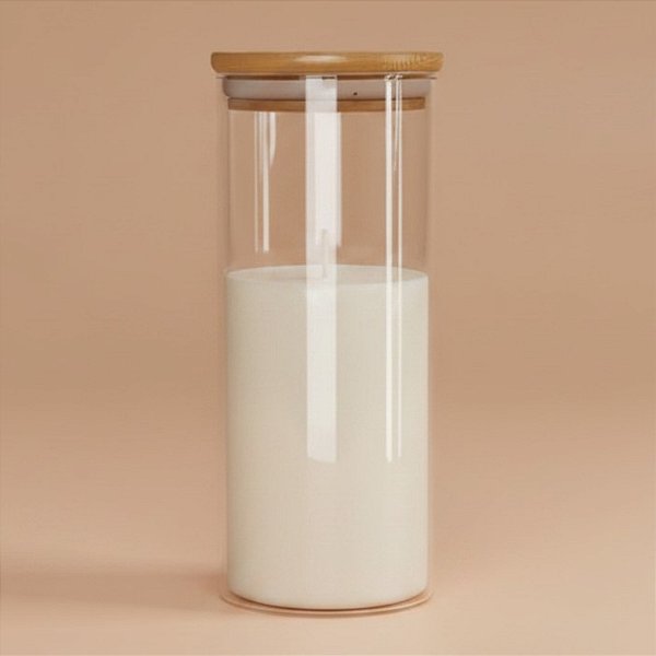 Pote De Vidro Hermético Com Tampa De Bambu - 7x20cm - 530ml - 1 unidade - Rizzo