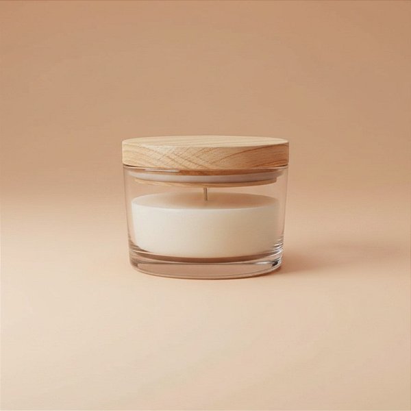 Pote De Vidro Para Vela Com Tampa De Madeira - 150ml - 1 unidade - Rizzo