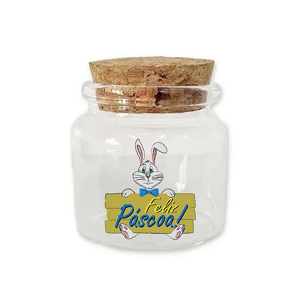 Kit Potinho de Vidro de Páscoa com Tampa de Rolha 50ml - 4,5cm - 24 unidades - Rizzo