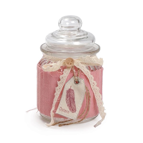 Pote de Vidro hermético Com Tampa Tecido Rosa - 1 unidade - Cromus Páscoa - Rizzo
