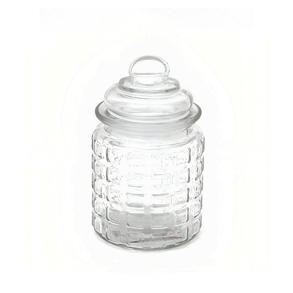 Pote de Vidro Hermético Quadriculado com Tampa 280ml - 12,5x8,5cm - 1 unidade - Rizzo