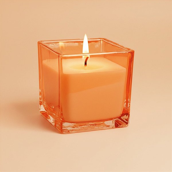 Pote de Vidro Âmbar Quadrado para Vela - 6x6cm - 1 unidade - Rizzo - Rizzo