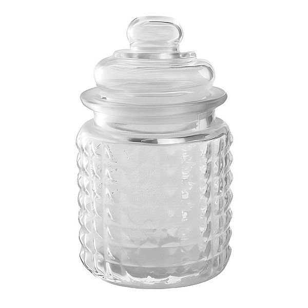 Pote de Vidro Quadriculado com Tampa Hermética - 12,5cm - 280ml - 1 unidade - Rizzo