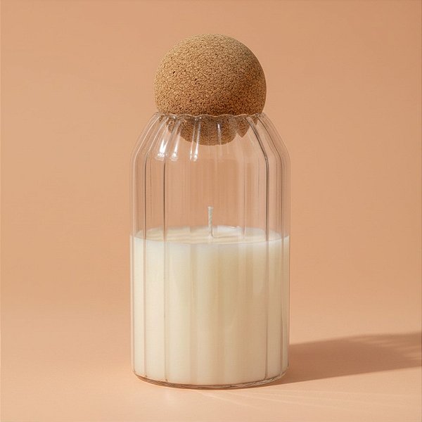 Pote de Vidro Canelado com Tampa Esfera - 9x15cm - 690ml - 1 unidade - Rizzo