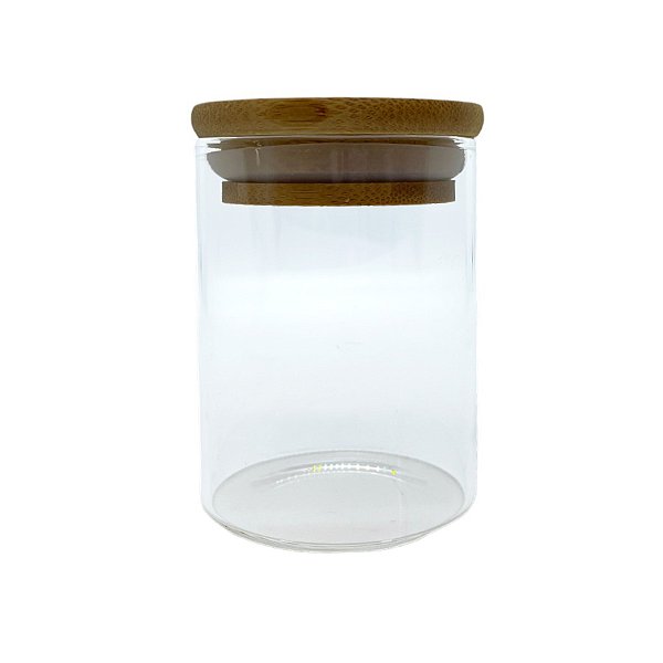 Pote de Vidro Hermético com Tampa de Bambu - 6x8cm - 160ml - 1 unidade - Rizzo