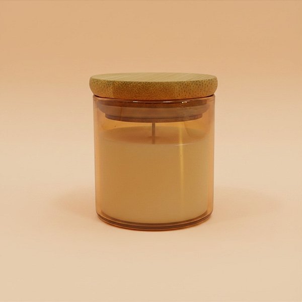 Pote de Vidro Âmbar Hermético com Tampa de Bambu - 5x5cm - 50ml - 1 unidade - Rizzo