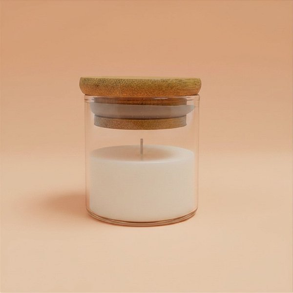 Pote de Vidro Hermético com Tampa de Bambu - 5x5cm - 50ml - 1 unidade - Rizzo
