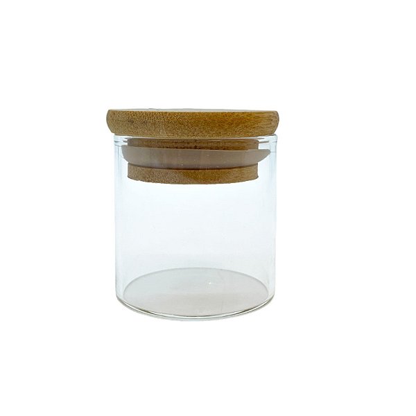 Pote de Vidro Hermético com Tampa de Bambu - 5x5cm - 50ml - 1 unidade - Rizzo