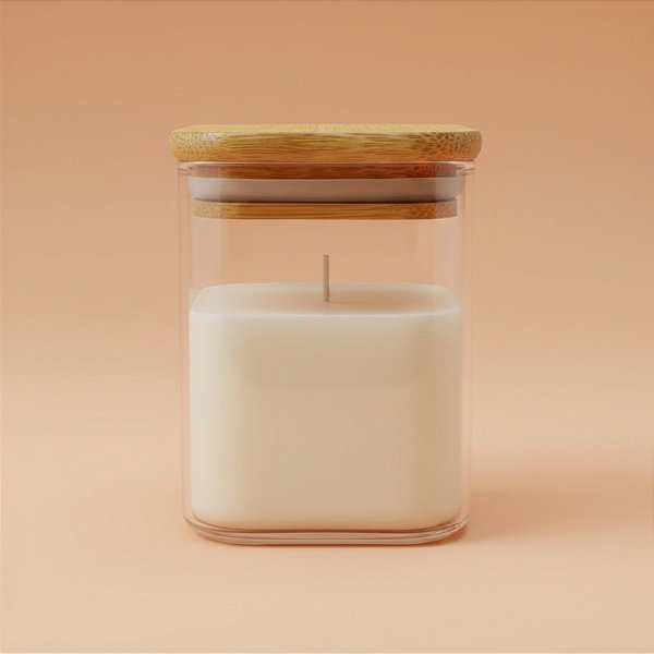 Pote de Vidro Hermético com Tampa de Bambu - 8x10cm - 425ml - 1 unidade - Rizzo