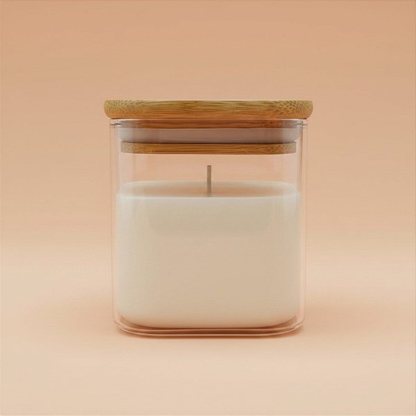 Pote de Vidro Hermético com Tampa de Bambu - 8x8cm - 325ml - 1 unidade - Rizzo