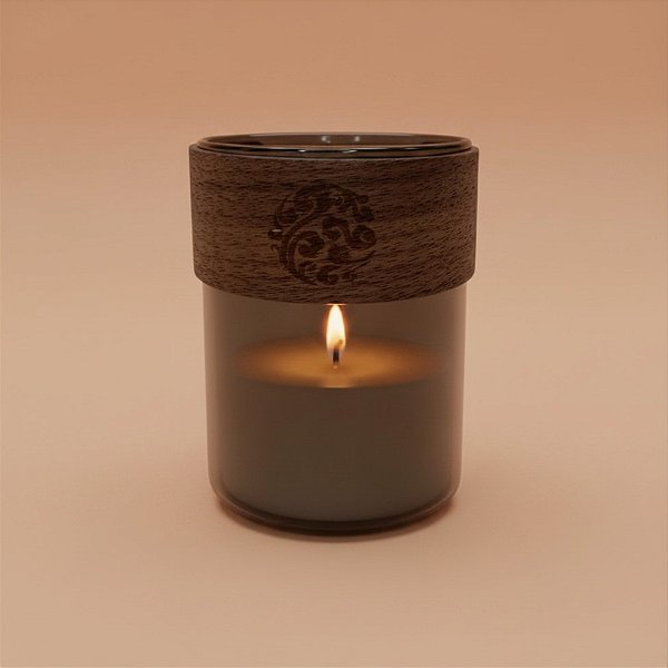 Pote de Vidro com Detalhe em Madeira - 6,5x6cm - 175ml - 1 unidade - Rizzo