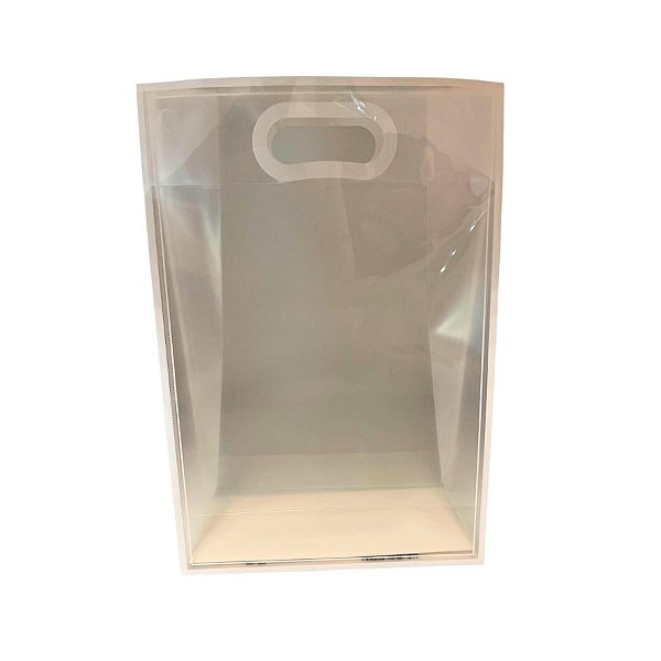 Sacola Transparente PVC com Alça - Branco - 35x24x10cm - 1 unidade - Rizzo