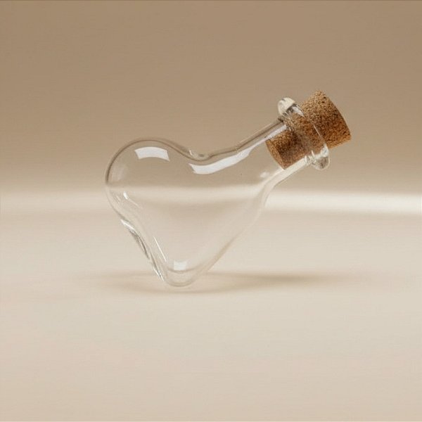 Mini Potinho de Vidro Decorativo com Rolha - Coração Deitado - 2ml - 3x2cm - 10 unidades - Rizzo