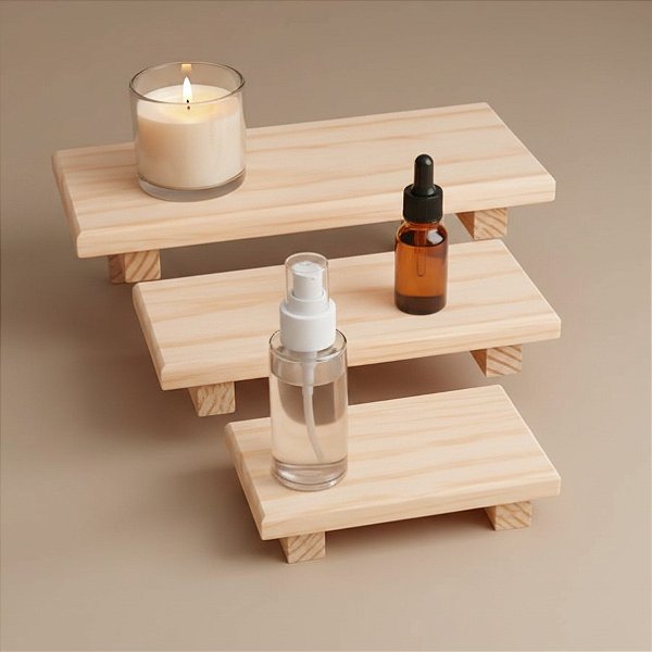 Kit Bandejas em Madeira Pinus - 25x12cm - 1 unidade - Rizzo