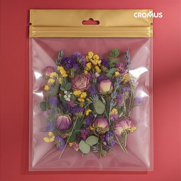 Saco Adesivado com Furo - Ouro - 22x30cm - 100 unidades - Cromus - Rizzo