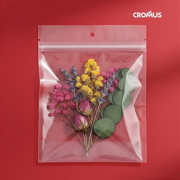 Saco Adesivado com Furo - 15x20cm - 100 unidades - Cromus Embalagens