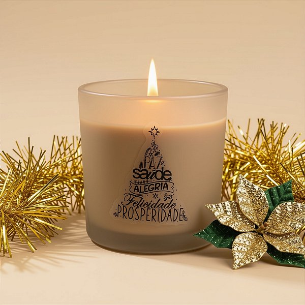 Vela Aromática de Natal - Boas Vibrações - Bege - 150g - 1 unidade - Rizzo