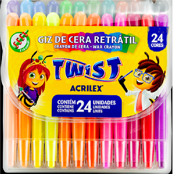 GIZ DE CERA RETRATIL TWIST 24 CORES - ACRILEX