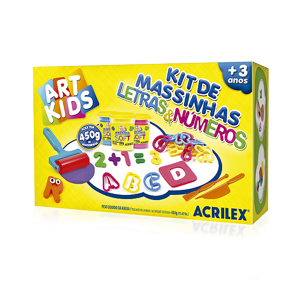 KIT DE MASSINHA DE MODELAR ACRILEX - LETRAS E NUMEROS