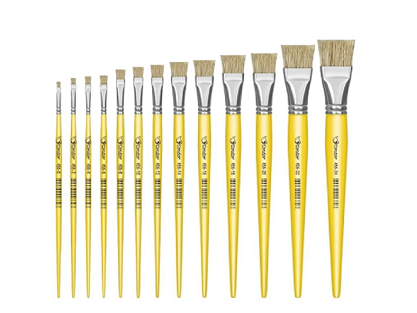 Pincel Chato 456 Condor Cerda Branca Natural  Cabo Longo