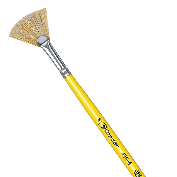 Pincel Leque 436 Condor Cerdas Brancas Cabo Longo