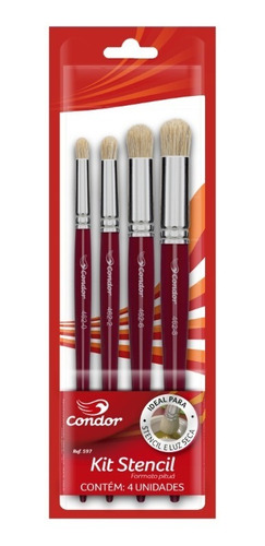 Kit Pincel Stencil  Pituá Condor 462 -kit 4 Unidades (597/4)