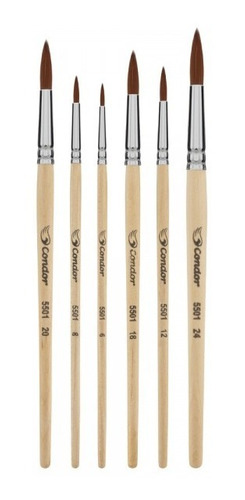 Kit Pincel Redondo Condor 5501 - 06 Unidades