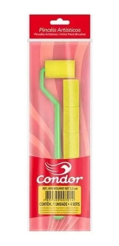 Rolinho De Pintura Condor 981 Espuma Lisa 3.5 Cm  C/ 4 Refil